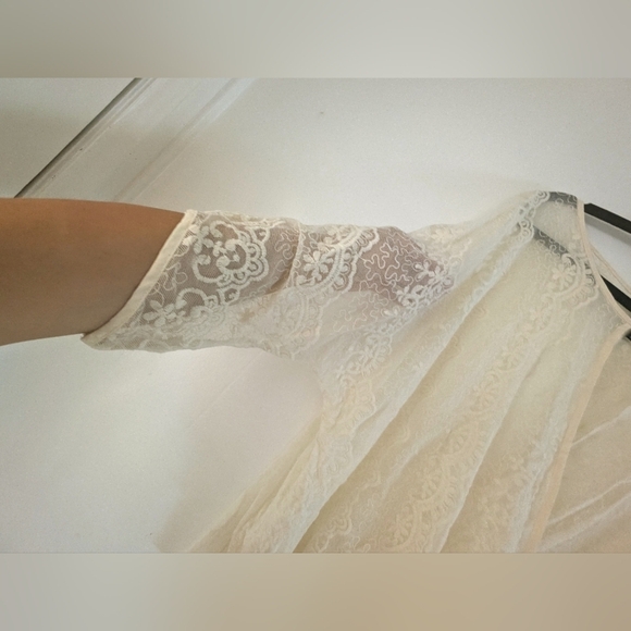 Bobeau Cream 3/4 Sleeve Wrap Blouse - Picture 3 of 8